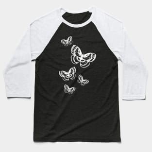 White Lines Butterflies Baseball T-Shirt